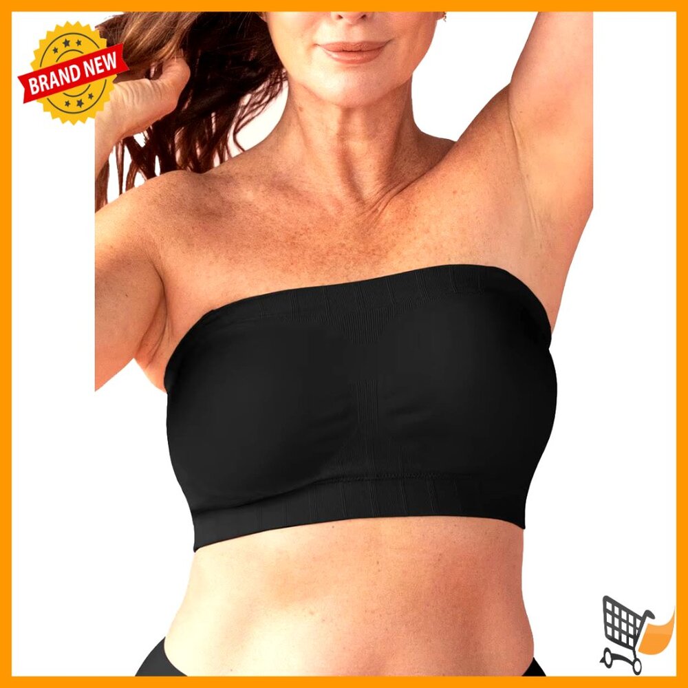 Strapless Bandeau Bra, Wire-Free Support, Plus Size, Light Padding